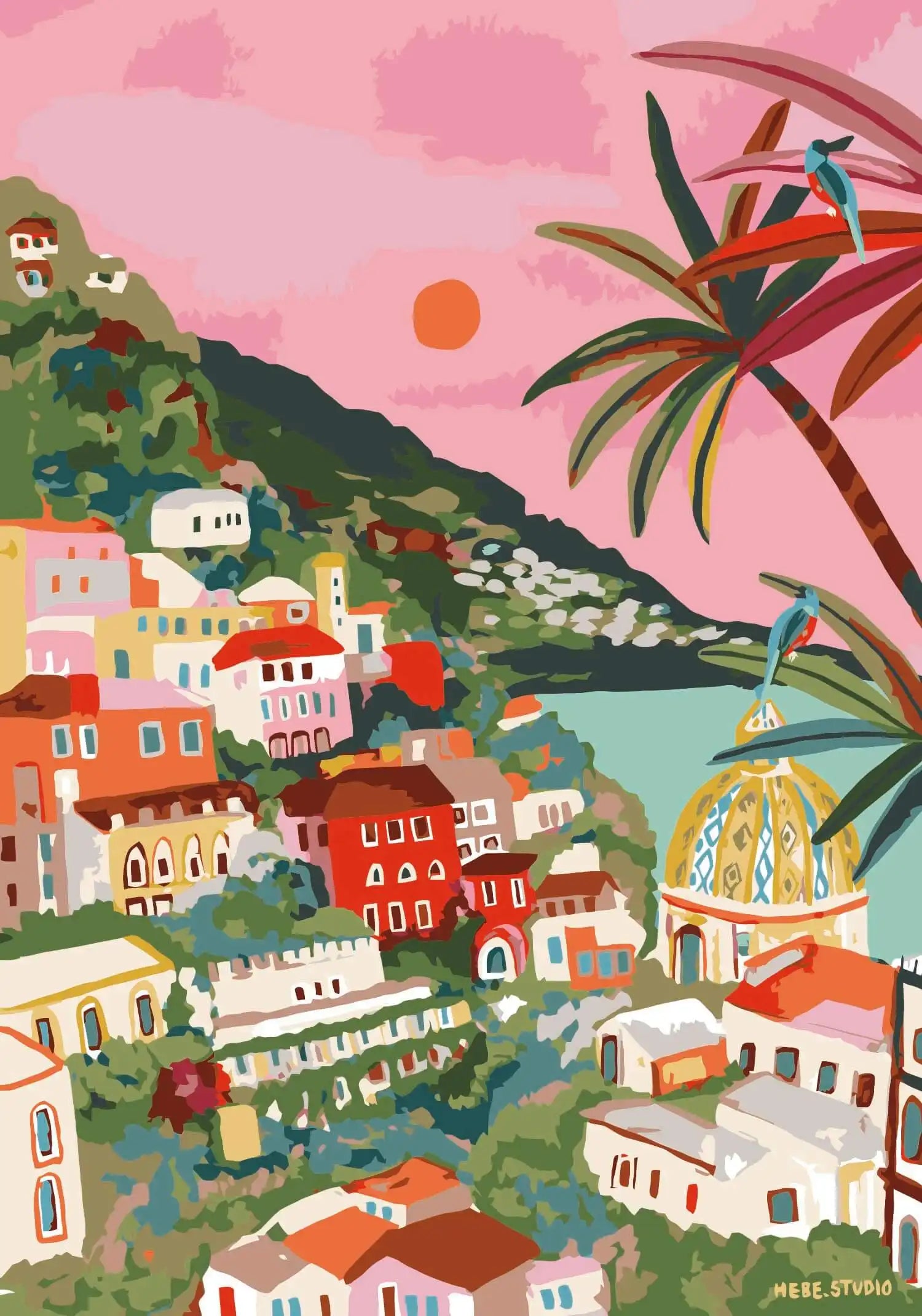 Amalfi Sunset Artwork Painted with Sculpd Paint by Numbers