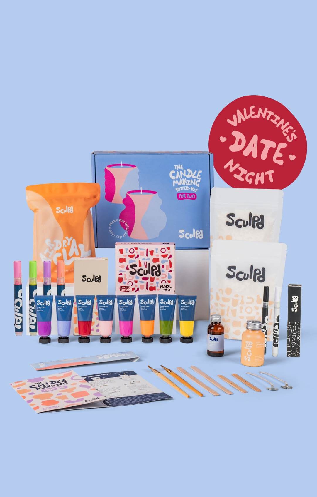 Sculpd Candle Making Kit for Two with Floral Tones Paint Set and Modernist Pens